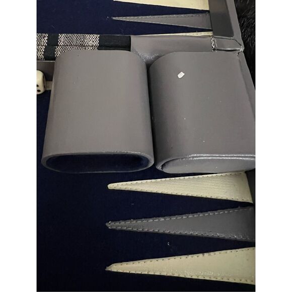 Vintage Aries Travel Backgammon Blue and Grey Plaid - Picture 9 of 9